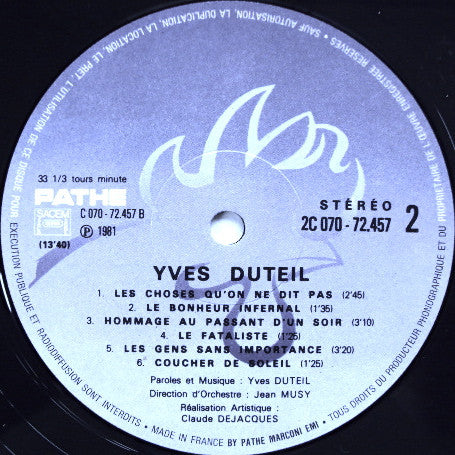 Yves Duteil – Yves Duteil [Vinyle 33Tours]