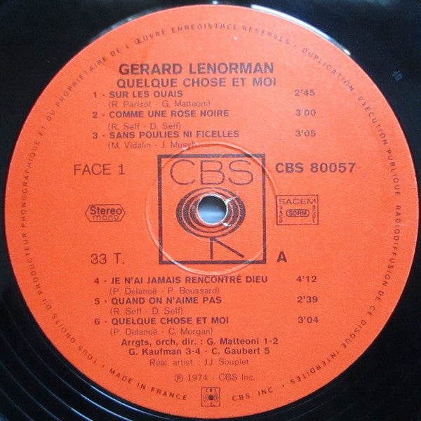 Gérard Lenorman – Quelque Chose Et Moi... [Vinyle 33Tours] - flash vidéo