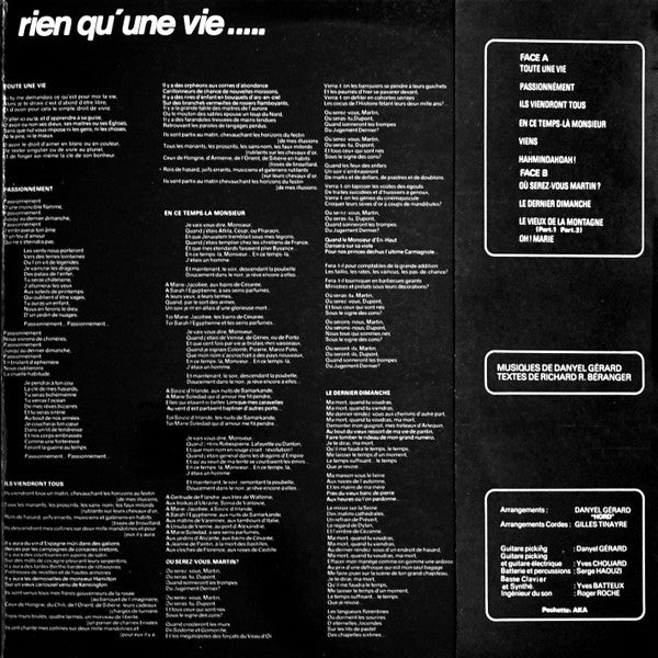 Plus d'images Danyel Gerard – Rien Qu'une Vie..... [Vinyle 33Tours] - flash vidéo