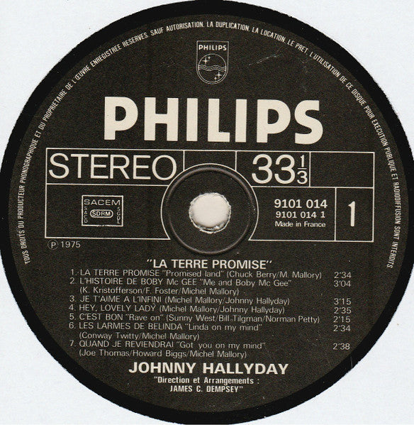 Johnny Hallyday – La Terre Promise [Vinyle 33Tours] - flash vidéo