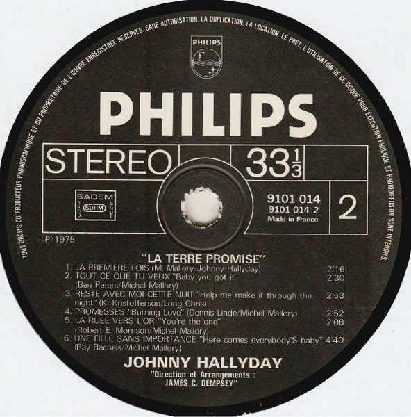 Johnny Hallyday – La Terre Promise [Vinyle 33Tours]