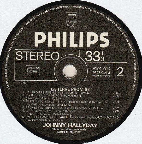 Johnny Hallyday – La Terre Promise [Vinyle 33Tours] - flash vidéo