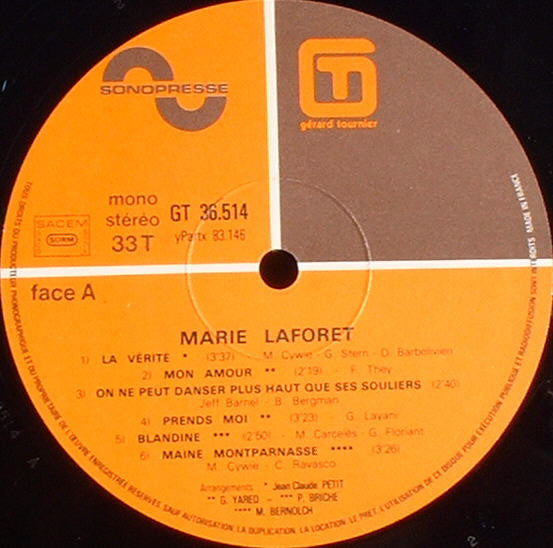 Marie Laforêt –La Vérité [Vinyle 33Tours] - flash vidéo
