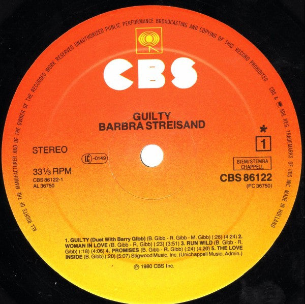 Streisand – Guilty [Vinyle 33Tours] - flash vidéo