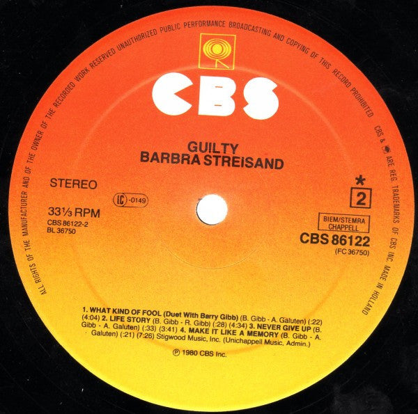 Streisand – Guilty [Vinyle 33Tours] - flash vidéo