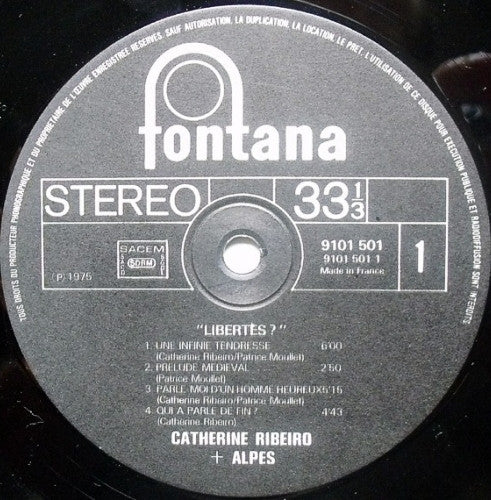 Catherine Ribeiro + Alpes –(Libertés ?) [Vinyle 33Tours] - flash vidéo