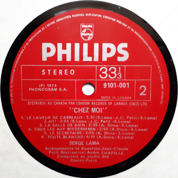 Serge Lama –Chez Moi [Vinyle 33Tours] - flash vidéo