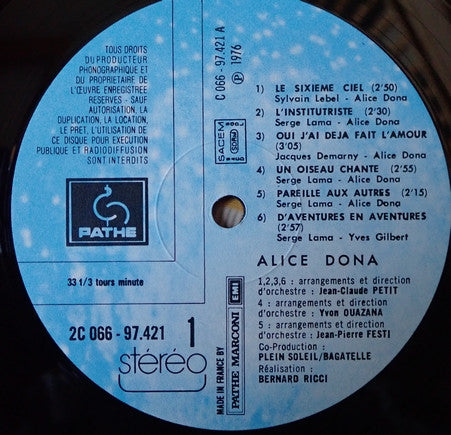 Alice Dona – Alice Dona [Vinyle 33Tours] - flash vidéo