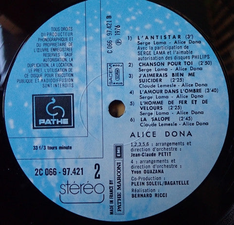Alice Dona – Alice Dona [Vinyle 33Tours] - flash vidéo