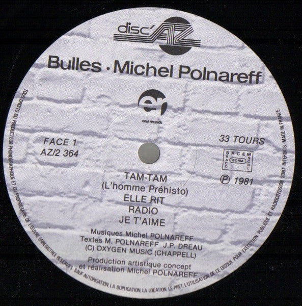 Michel Polnareff –Bulles [Vinyle 33Tours] - flash vidéo