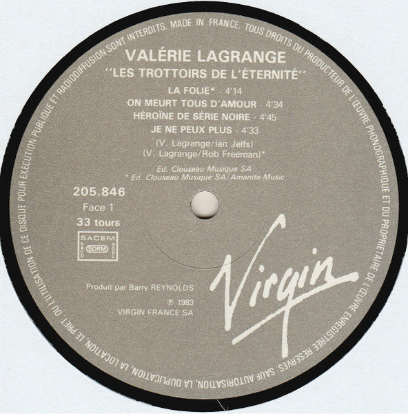 Valerie Lagrange – Les Trottoirs De L'éternité [Vinyle 33Tours]