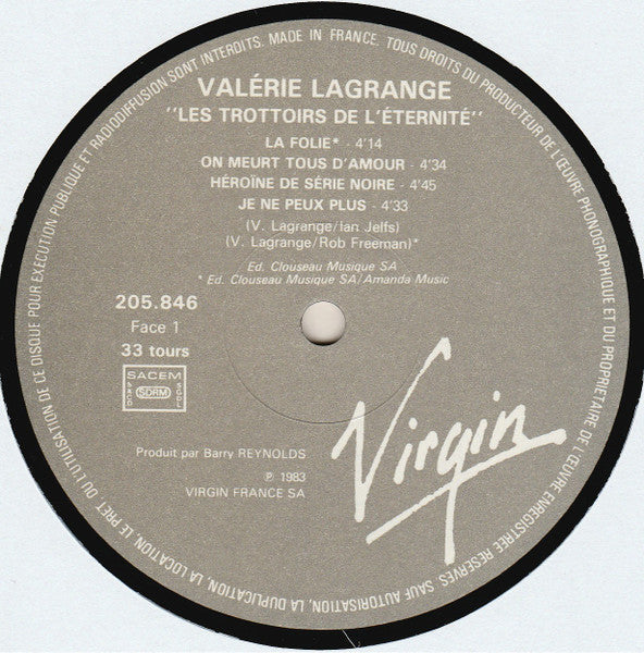 Valerie Lagrange – Les Trottoirs De L'éternité [Vinyle 33Tours] - flash vidéo