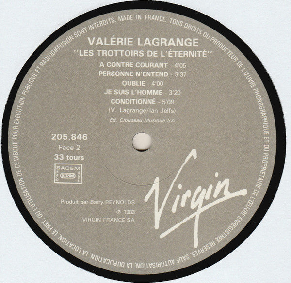 Valerie Lagrange – Les Trottoirs De L'éternité [Vinyle 33Tours] - flash vidéo