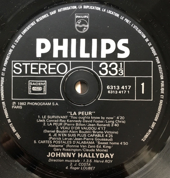 Johnny Hallyday – La Peur [Vinyle 33Tours]
