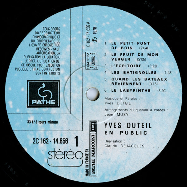 Yves Duteil – En Public [Vinyle 33Tours] - flash vidéo