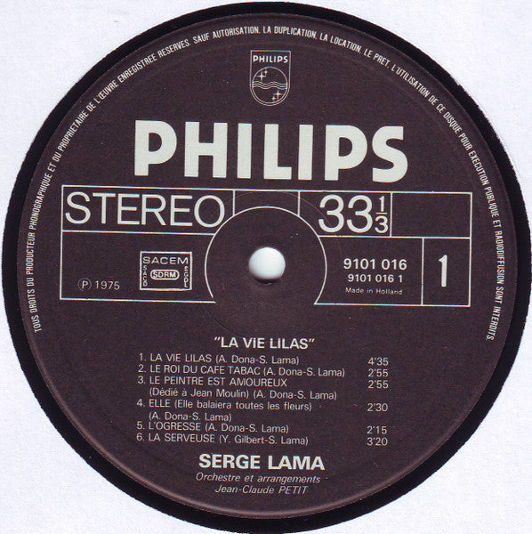 Serge Lama –La Vie Lilas [Vinyle 33Tours] - flash vidéo