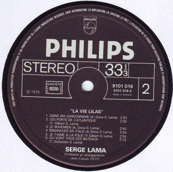 Serge Lama –La Vie Lilas [Vinyle 33Tours] - flash vidéo