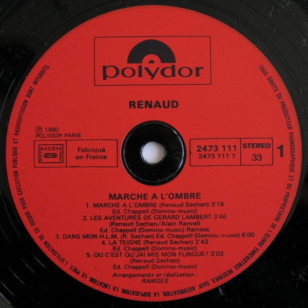 Renaud –Marche À L'Ombre [Vinyle 33Tours] - flash vidéo