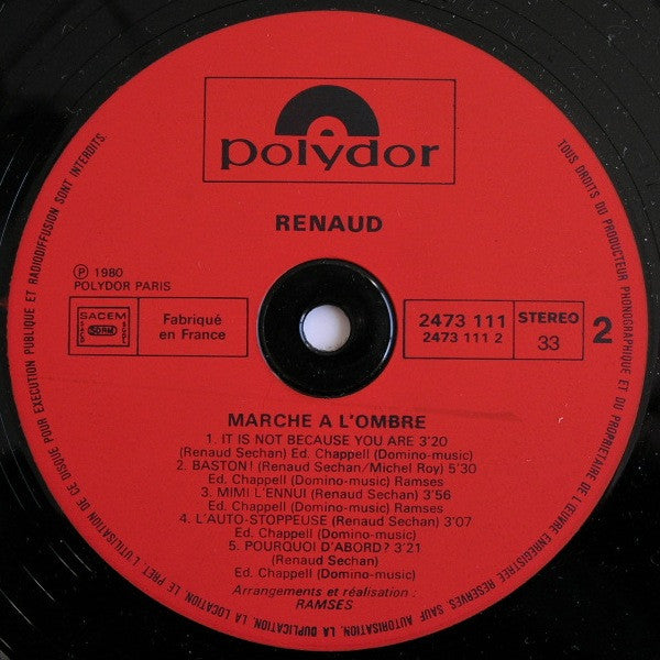Renaud –Marche À L'Ombre [Vinyle 33Tours] - flash vidéo