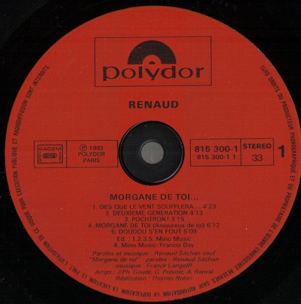 Renaud – Morgane De Toi... [Vinyle 33Tours]