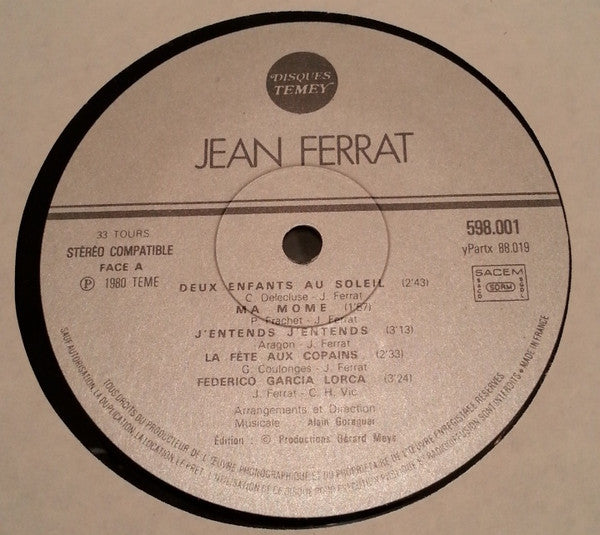 Jean Ferrat – Ferrat Aujourd'hui / Coffret N°1 1961-1963 édition 1980 [Vinyle 33Tours] - flash vidéo