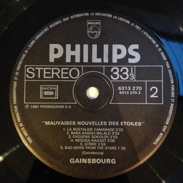 Gainsbourg  –Mauvaises Nouvelles Des Étoiles [Vinyle 33Tours]