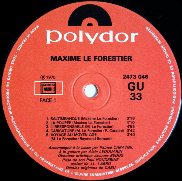 Maxime Le Forestier –Maxime Le Forestier [Vinyle 33Tours] - flash vidéo