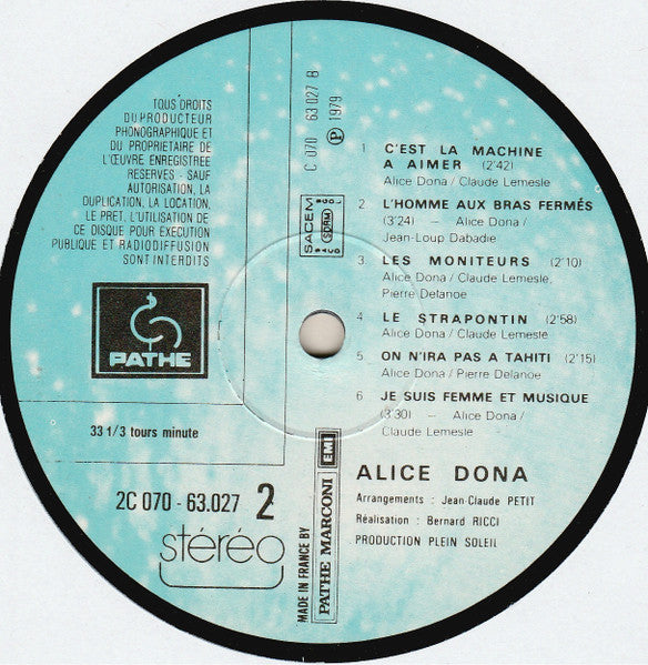 Alice Dona – De La Tendresse... [Vinyle 33Tours] - flash vidéo