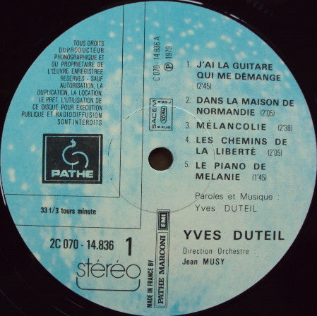Yves Duteil – Yves Duteil [Vinyle 33Tours] - flash vidéo