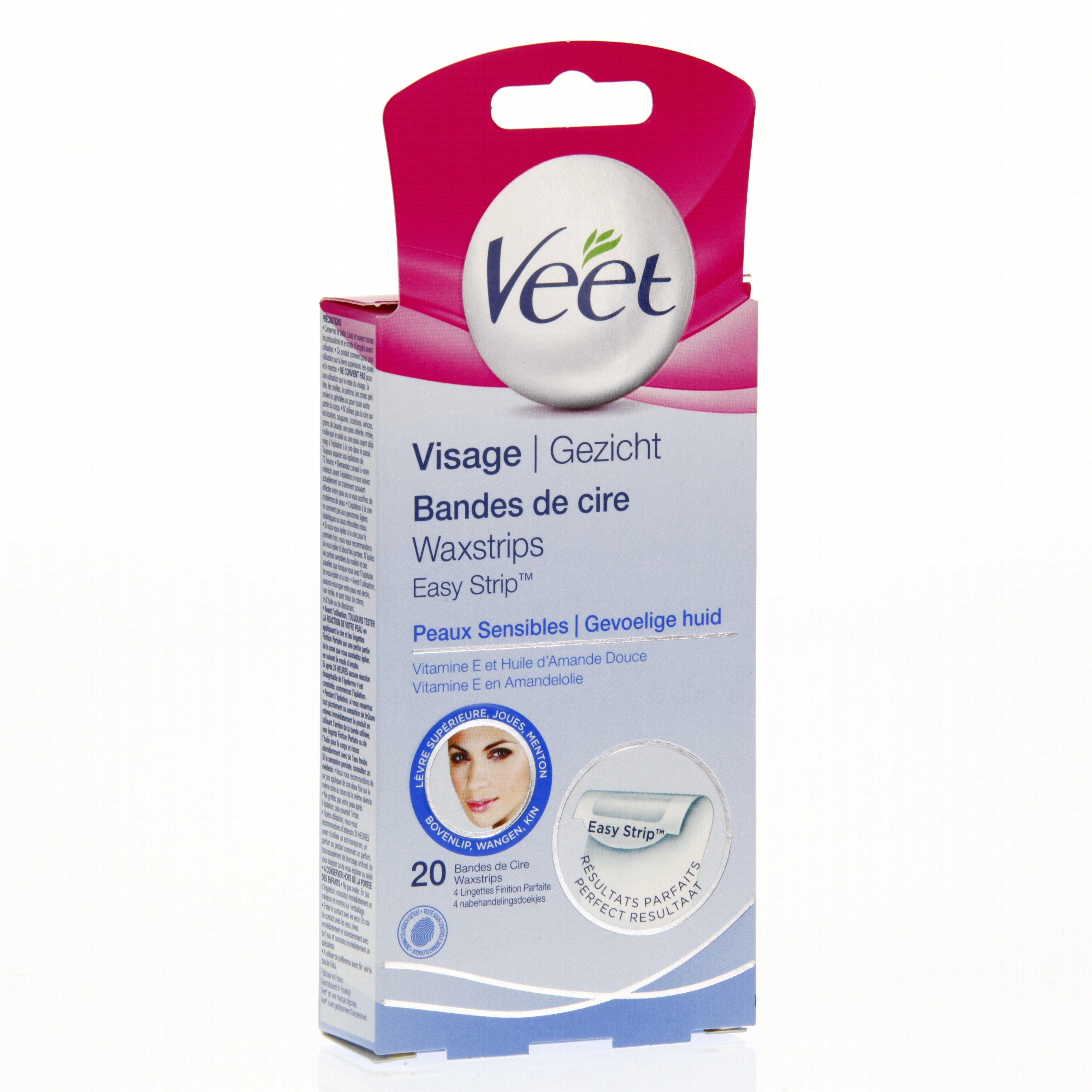 Veet Bandes de Cire Froide Visage & corrections Sensitive 20 strips - flash vidéo