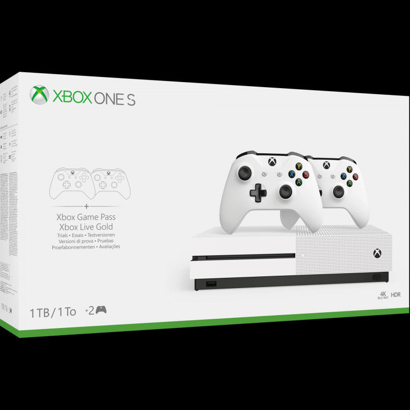 Xbox One S 1TB White Dual Controller Bundle