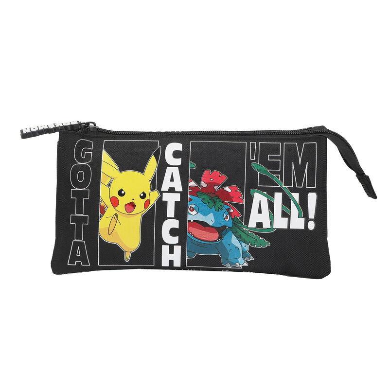 Pokémon - Trousse à crayons triple avec 5 compartiments Attrapez-les tous ! - flash vidéo