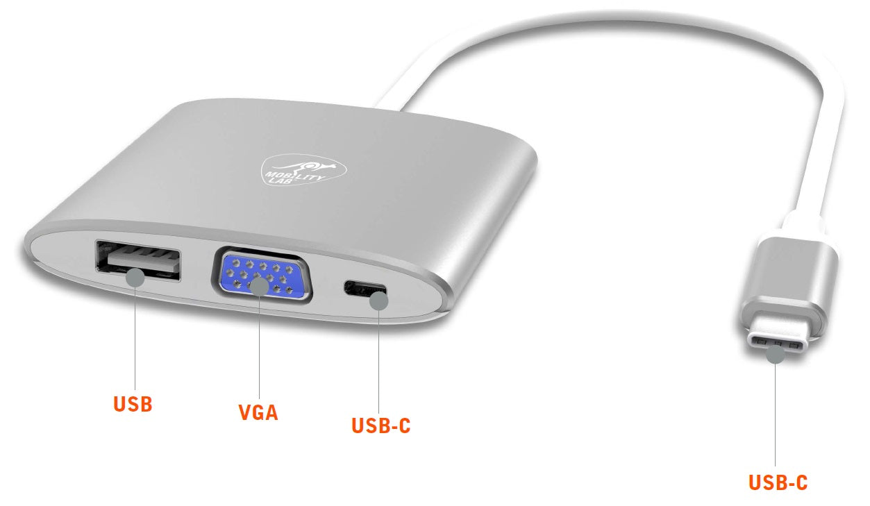 Mobility Lab Digital Multiport VGA USB-C Adapter