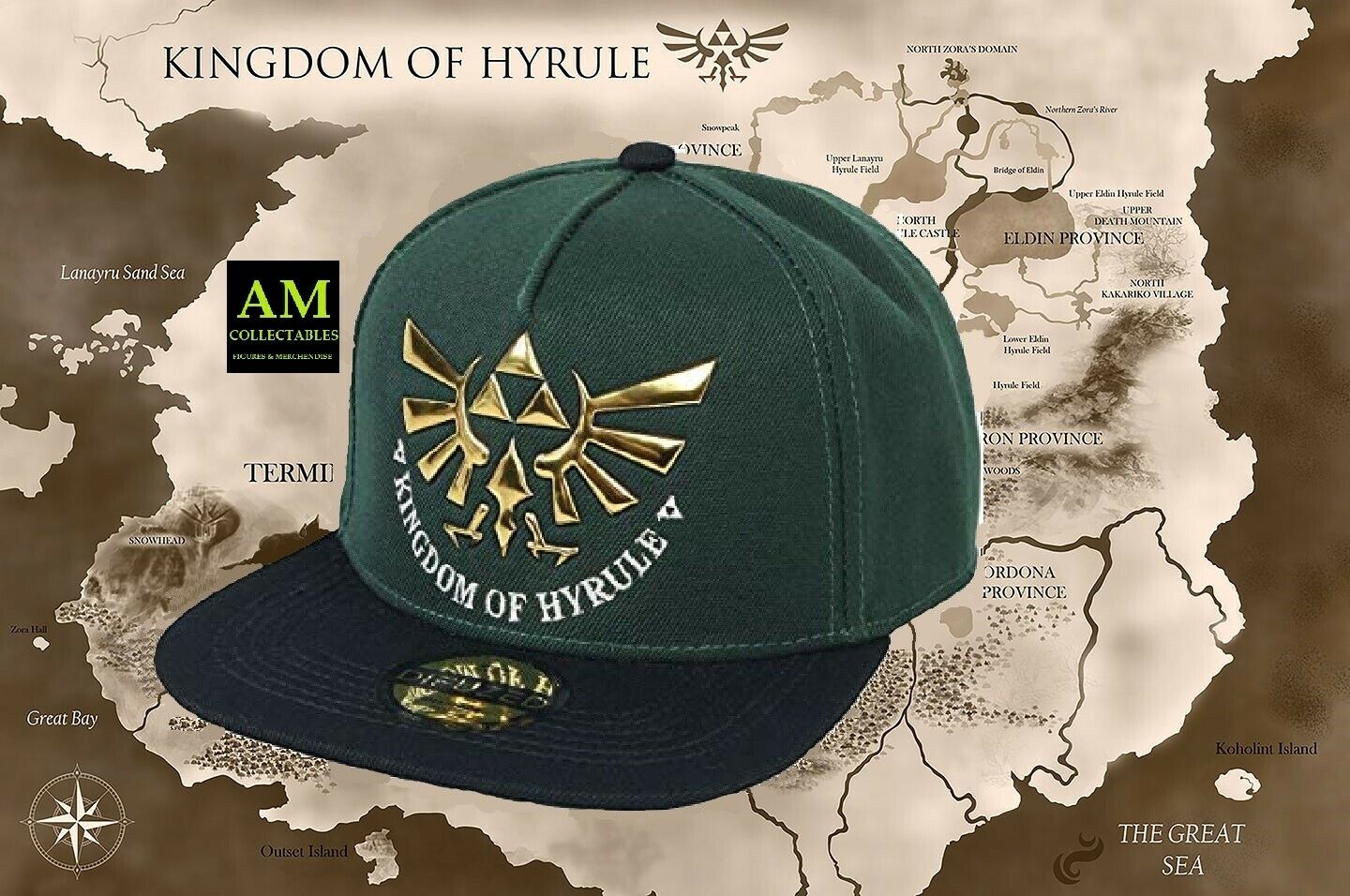 § The Legend of Zelda - Casquette Snapback Blason doré du Royaume d'Hyrule - flash vidéo