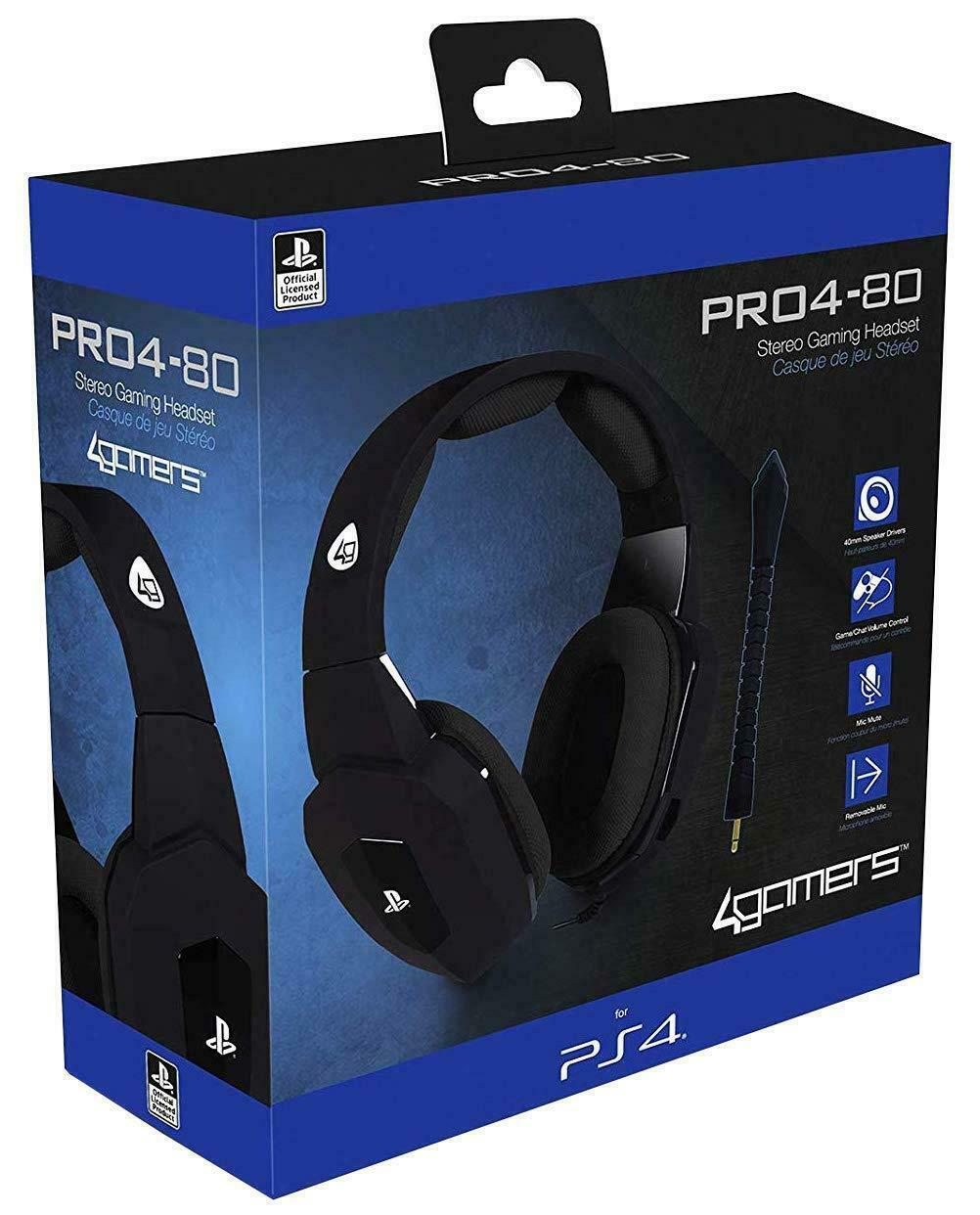 4Gamers - Casque de jeu stéréo filaire PRO 4-80 Noir pour PS5 et PS4 - flash vidéo