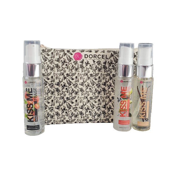 Trousse de voyage avec 3 lubrifiants embrassables Kiss Me X 30ml [Bien-être] - flash vidéo